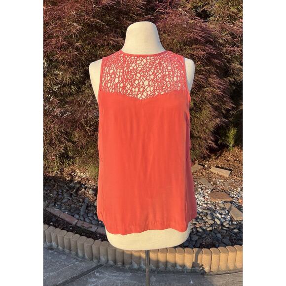 Rag & Bone Top Womens Size Medium Coral 100% Silk Abigayle Blouse Size M  NWT - Picture 1 of 5